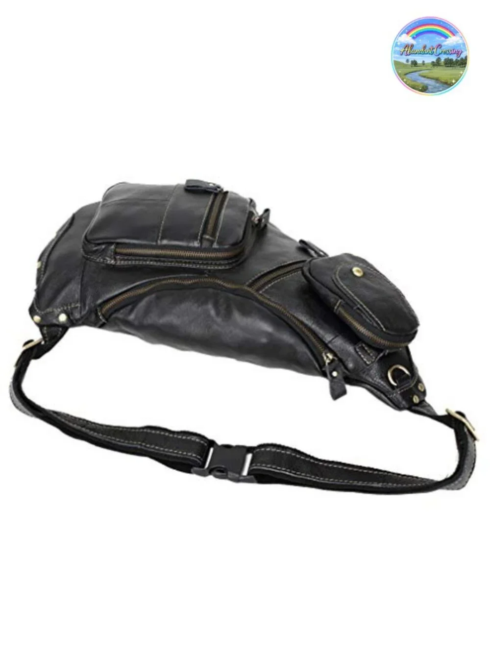 Vintage Leather Crossbody Sling Backpack for Men Travel Hiking